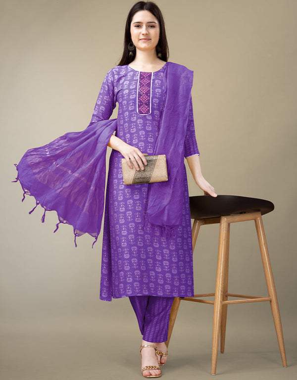 sleek purple rayon trendy fashioner readymade suit collection with purple rayon rt9040-185402 Front View